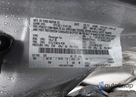 2015 Ford Focus Se z USA, uszkodzony, nr VIN 1FADP3F20FL262329